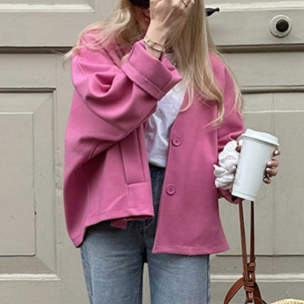 Damen lässige Oversized-Jacke mit praktischen Knöpfen und weitem Schnitt Fudus