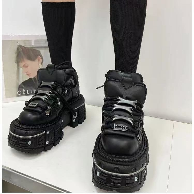 Damen Stiefel High Top Robust Gummisohle Leder Ergonomisch