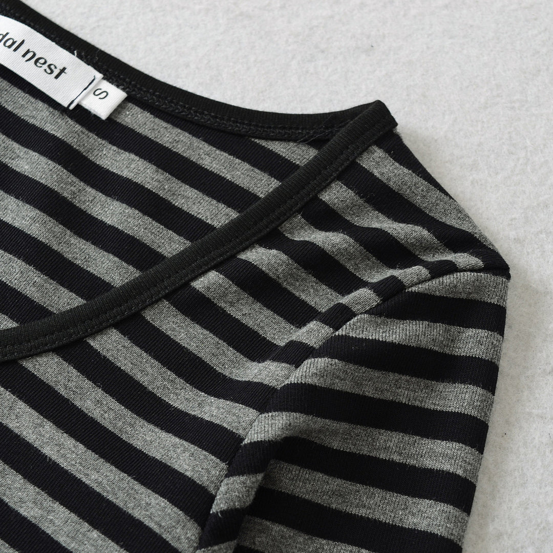 Damen langärmliges gestreiftes Oberteil Fudus