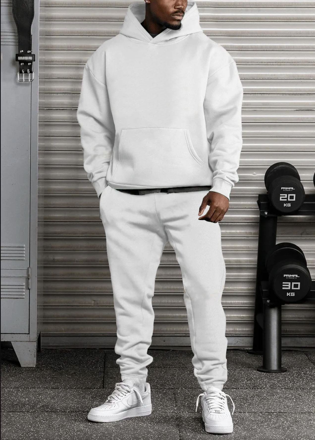 Herren gemütlicher Kapuzenanzug mit elastischem Bund und praktischen Taschen Fudus