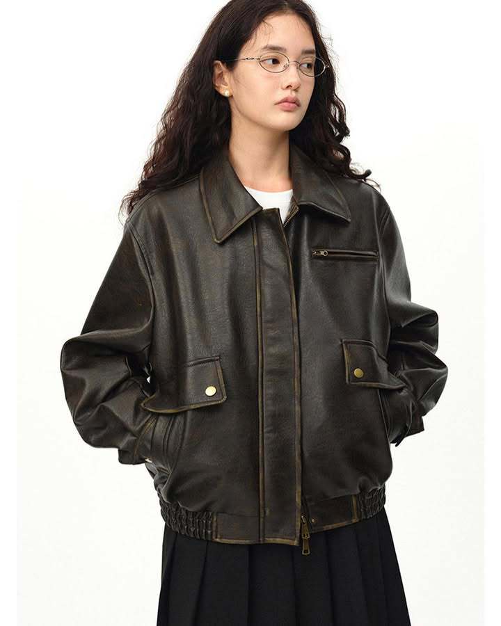 Damen lässige Lederjacke Fudus