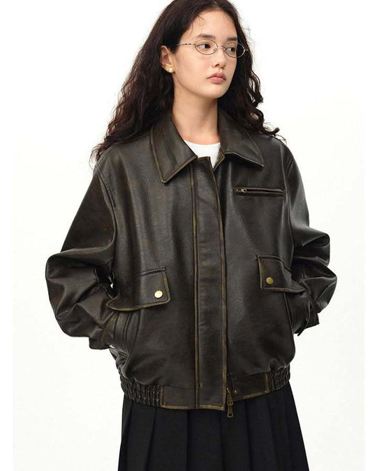 Damen lässige Lederjacke Fudus