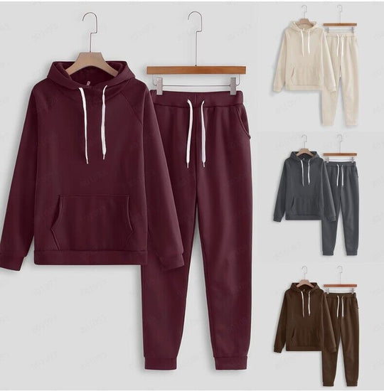 Damen Kapuzensweatanzug mit elastischem Bund und Kängurutaschen Fudus