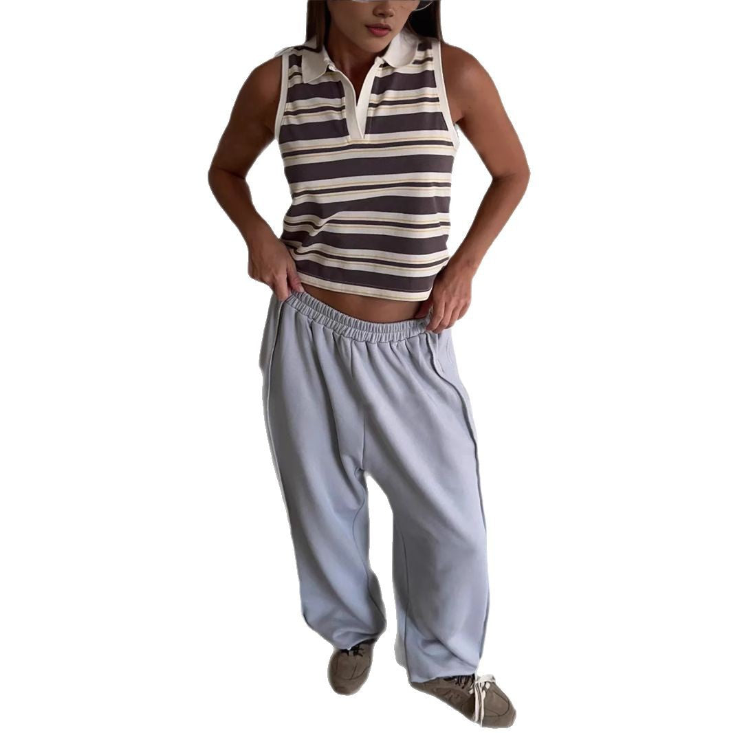 Damen lässige Freizeithosen mit weitem Schnitt und elastischem Bund Fudus