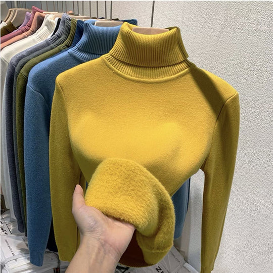 Damen kuscheliger Rollkragenpullover in feinem Strick Fudus