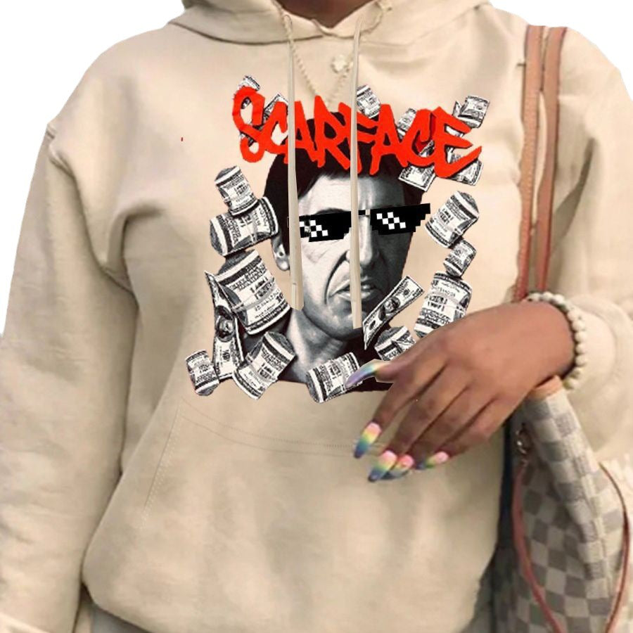 Damen Kapuzenpullover mit kreativem Grafikdruck Fudus