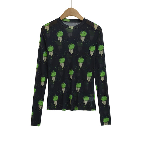 Damen langärmliges T-Shirt mit grafischem Print Fudus