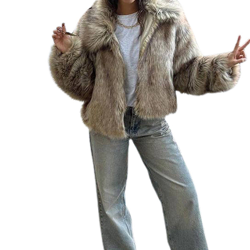 Damen kuschelige Teddy-Jacke mit modischem Schnitt Fudus