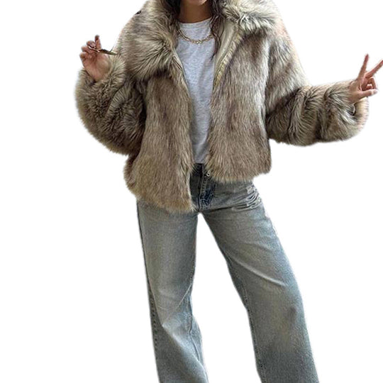 Damen kuschelige Teddy-Jacke mit modischem Schnitt Fudus