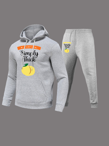Damen Hoodie- und Jogginghose-Set mit kreativem Fruchtmotiv und bequemer Passform Fudus