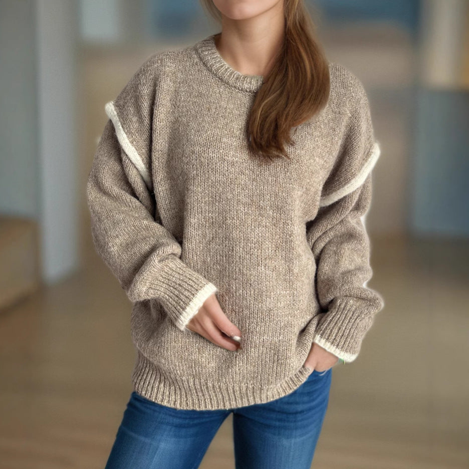 Damen Grobstrickpullover mit lässigem Schnitt und strukturiertem Design Fudus