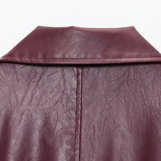 Damen Kunstlederjacke im Urbanen Stil mit elastischem Saum und Seitentaschen Fudus