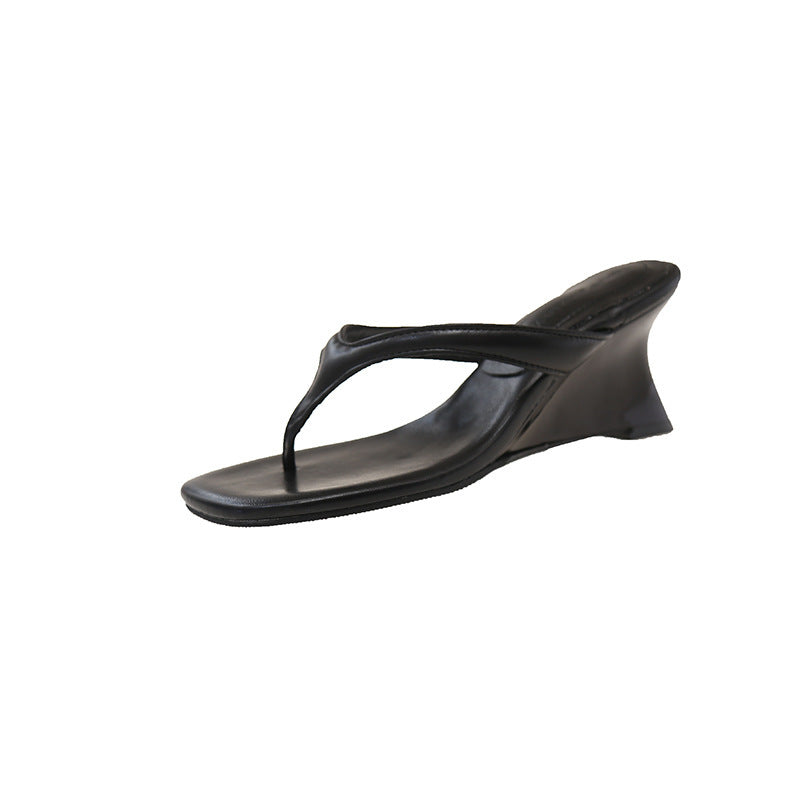 Damen Flip Flops Wedge Absatz Komfort Riemen Gepolstertes Fußbett
