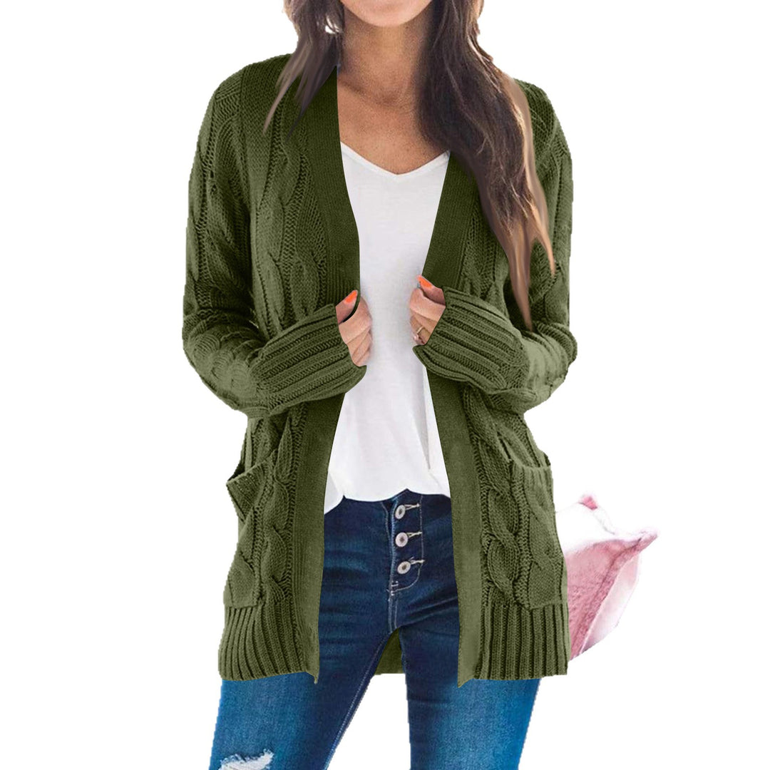Damen Grobstrick Cardigan mit offenen Fronten und großen Taschen Fudus