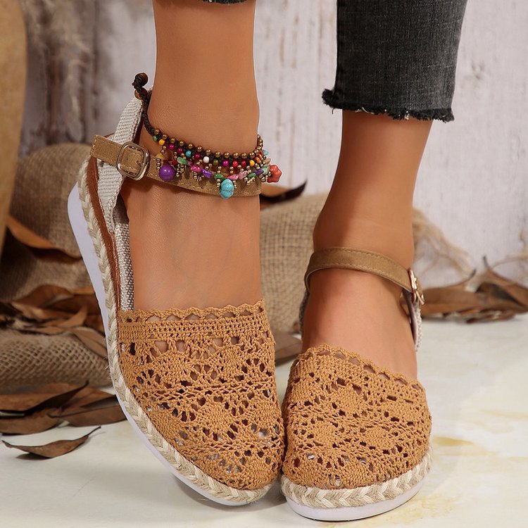 Damen Espadrilles mit Häkel-Optik