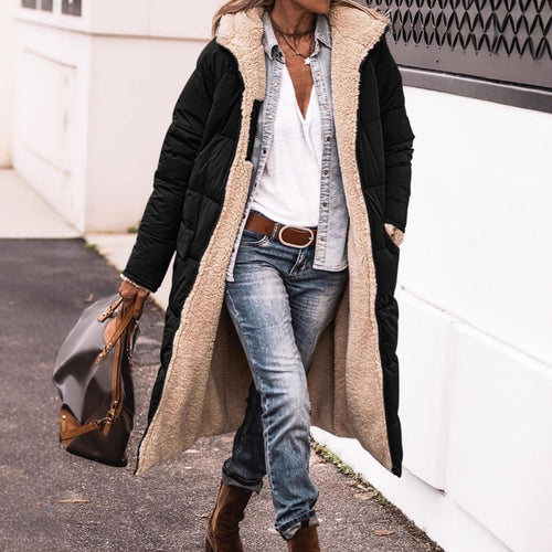 Damen Langer Gefütterter Wintermantel mit Kuscheligem Innenfutter