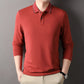 Herren elegantes Langarm-Polo mit modernem Kragen und stylischen Akzenten Fudus