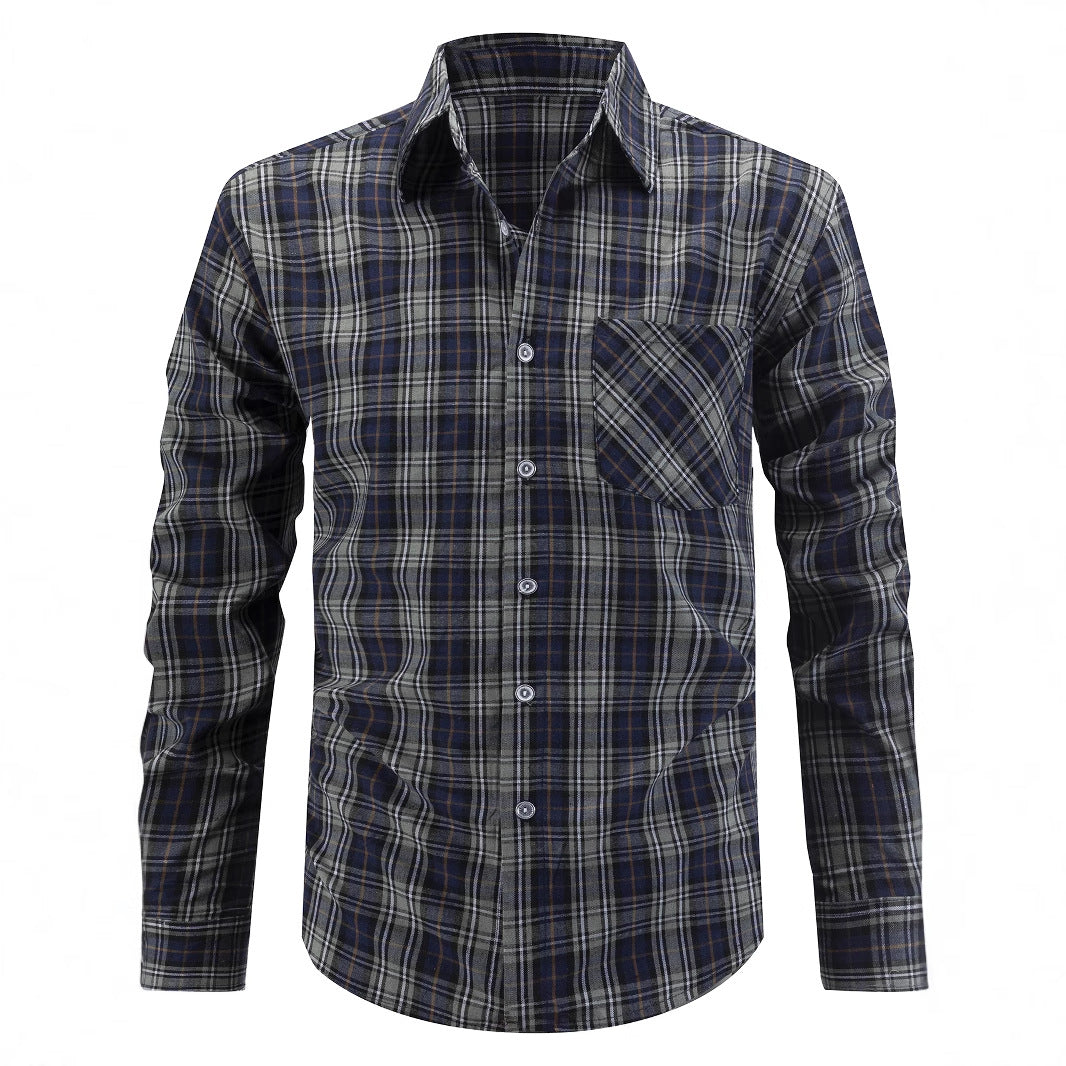 Herren langärmliges Karohemd aus atmungsaktiver Baumwolle Fudus