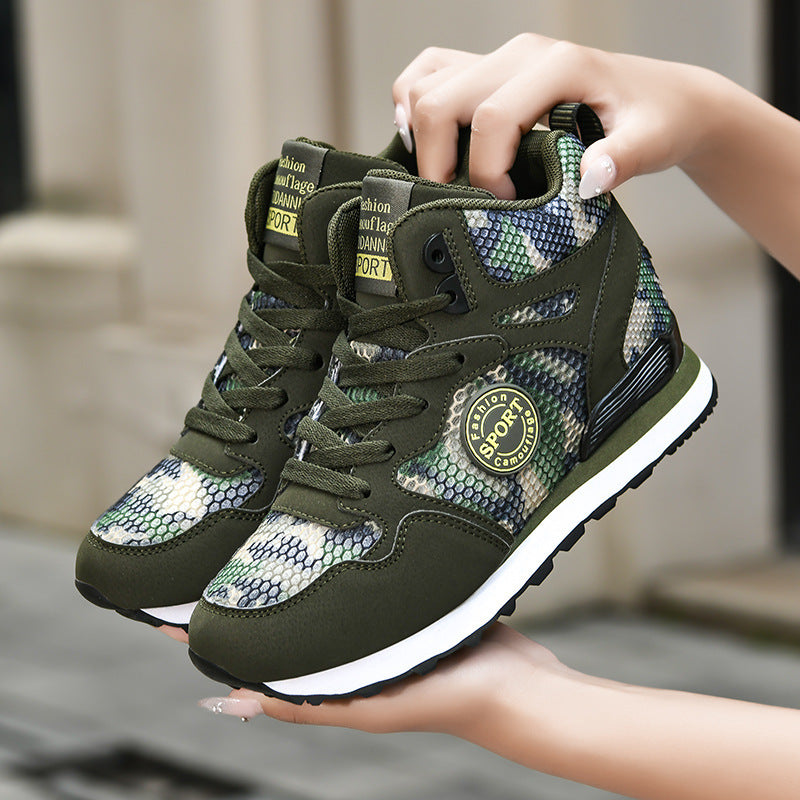 Damen Sportliche High-Top Sneakers mit Camouflage-Muster Fudus