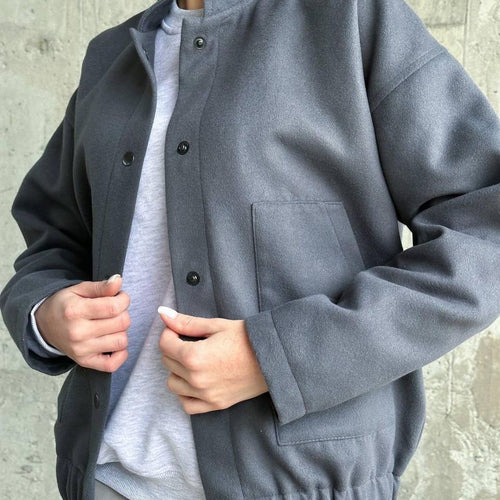 Damen lässige Collegejacke mit Knopfverschluss und Taschen Fudus