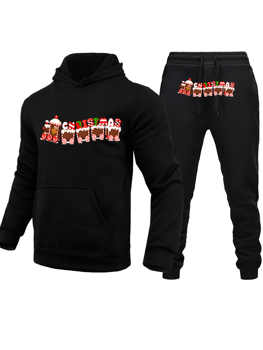 Damen Kapuzenpullover und Jogginghose Set mit festlichem Weihnachtsmotiv Fudus