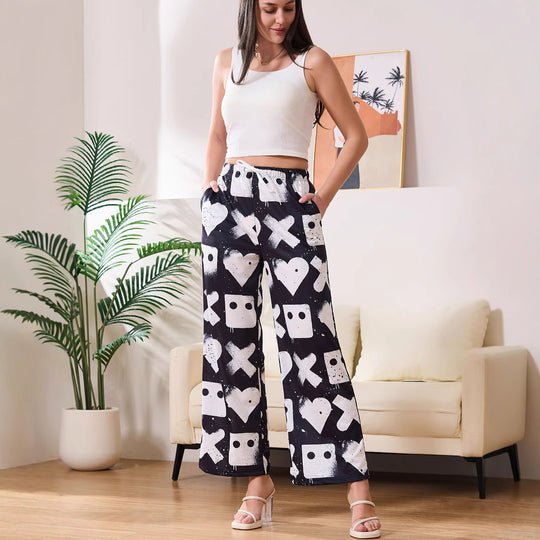 Damen lässige Freizeithose mit grafischem Print Fudus