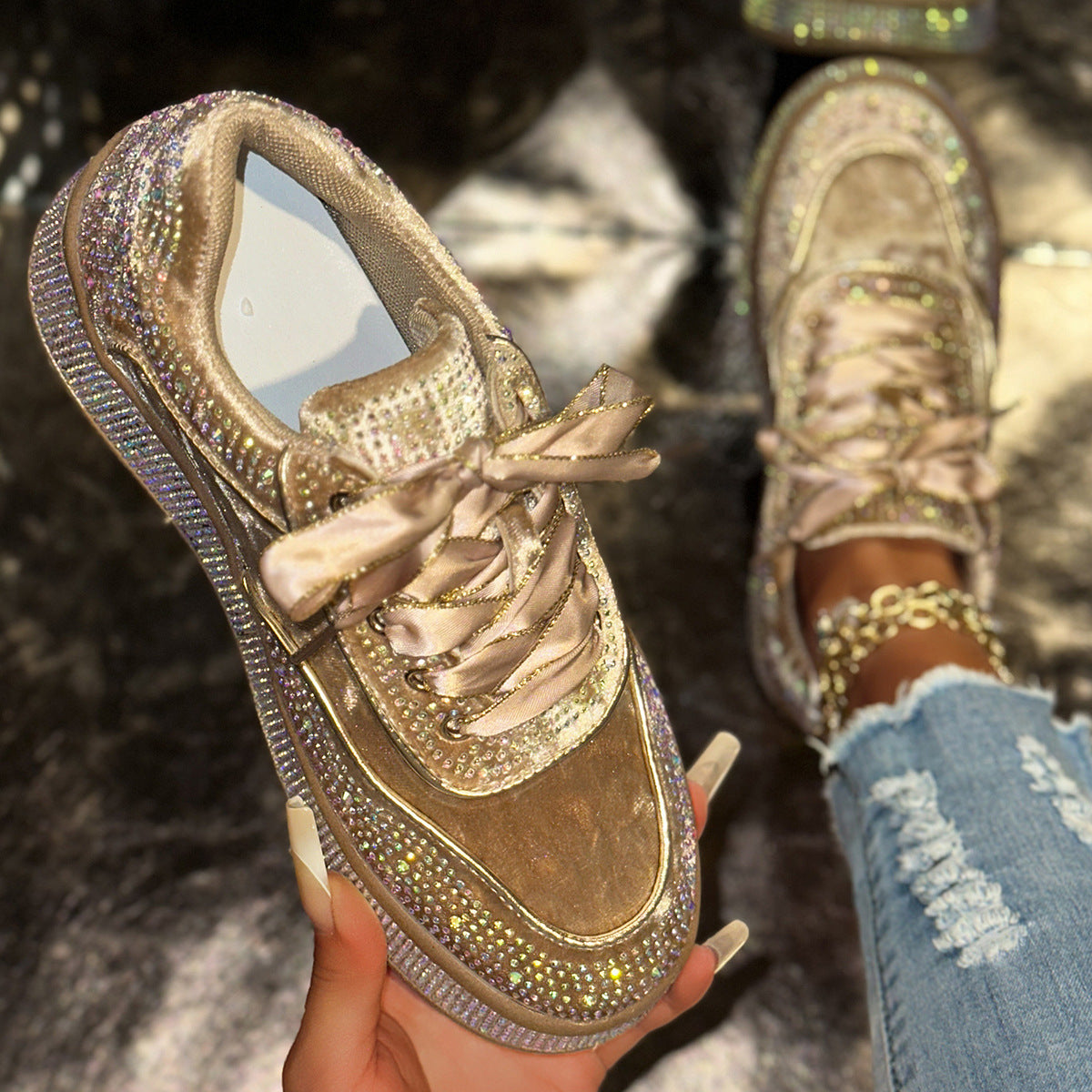 Damen Funkelnde Sneaker mit Glitzerakzenten Fudus