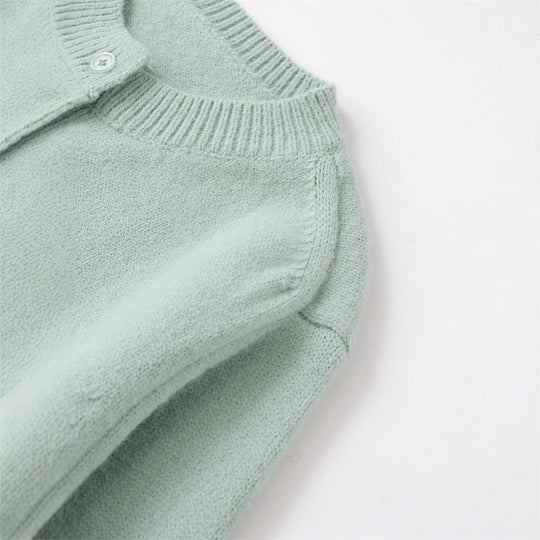 Damen Kurze Strickjacke mit Knopfverschluss und Rippdetails Fudus