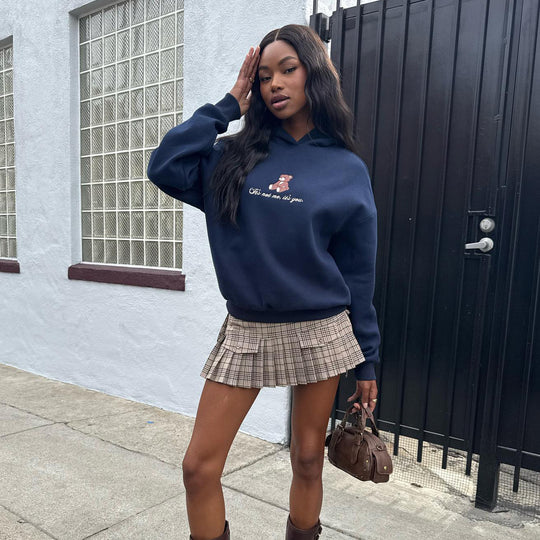 Damen Kapuzenpullover mit verspieltem Bärenmotiv und weichem Baumwollmix Fudus