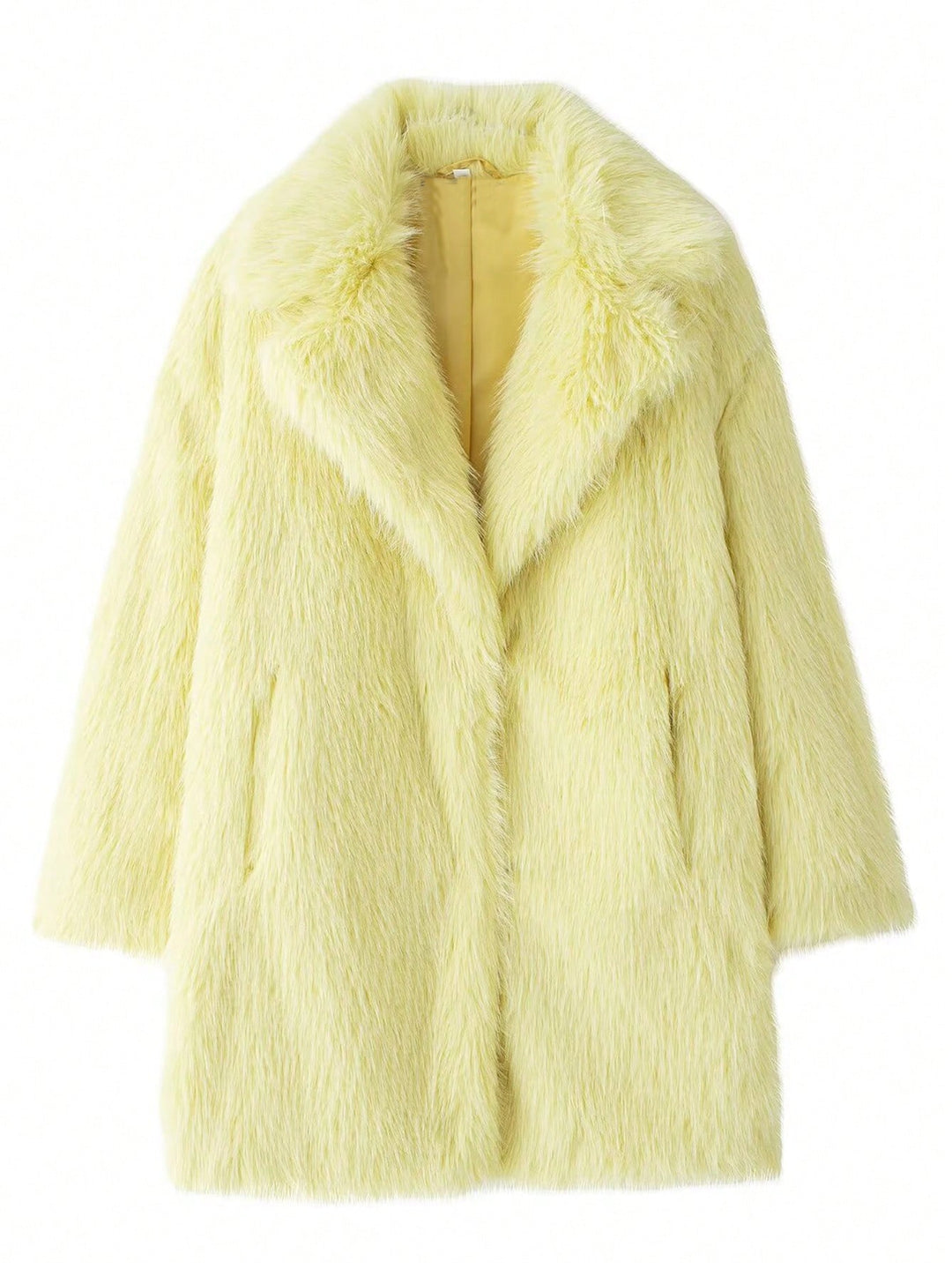 Damen kuschelige Kunstfelljacke mit elegantem Revers Fudus