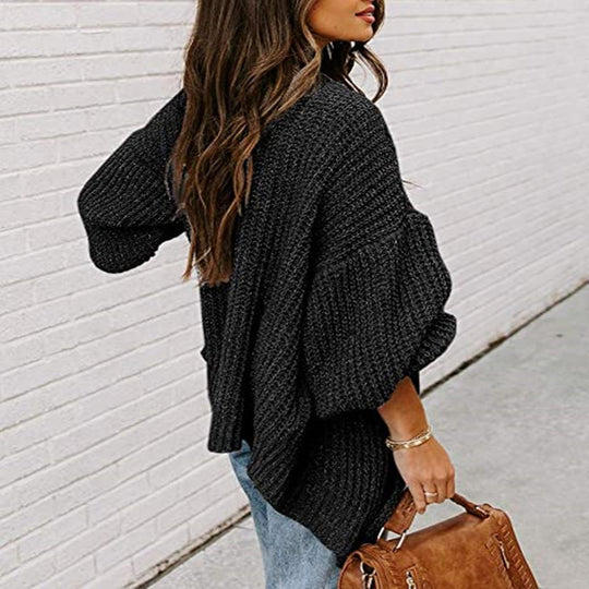 Damen Grobstrick-Oversized Pullover mit weitem Schnitt Fudus