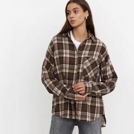 Damen Karierte Flanelljacke Fudus