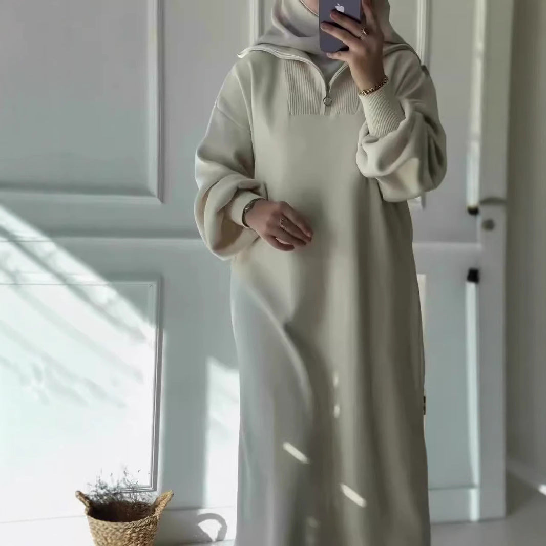 Damen Kapuzenkleid mit Reißverschluss und lässigem Schnitt Fudus