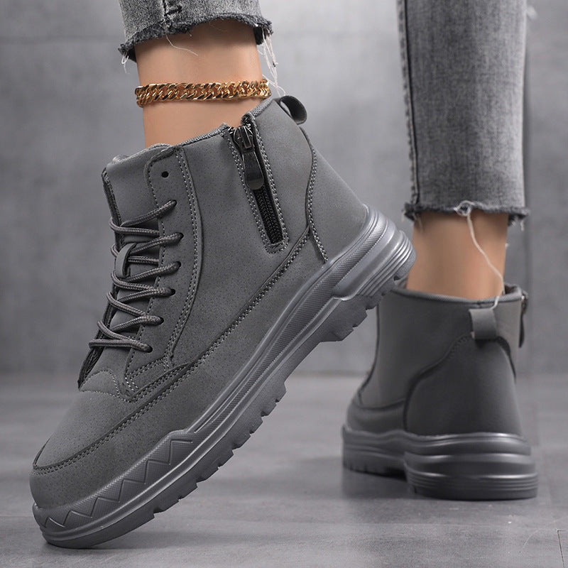 Damen Chunky Booties mit rutschfester Sohle und seitlichem Reißverschluss Fudus