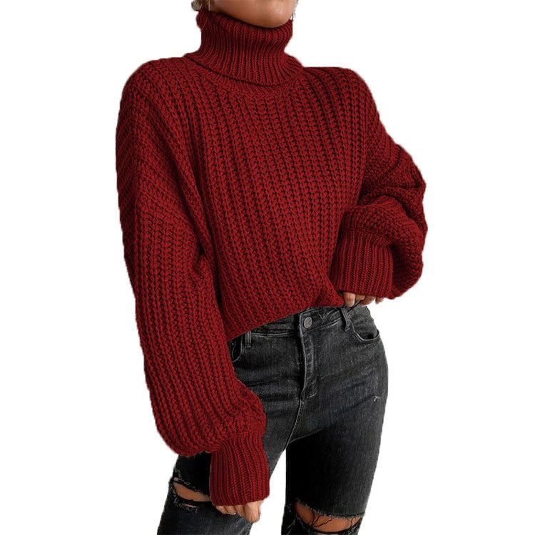Damen kuscheliger Rollkragenpullover mit strukturiertem Strickmuster Fudus
