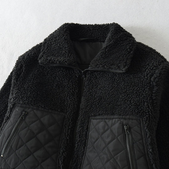 Damen kurze Übergangsjacke mit weich gefüttertem Teddy-Material und modischen Steppdetails Fudus
