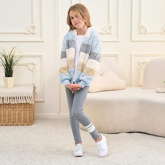 Damen Kuschelige Jacke mit modischem Streifenmuster Fudus