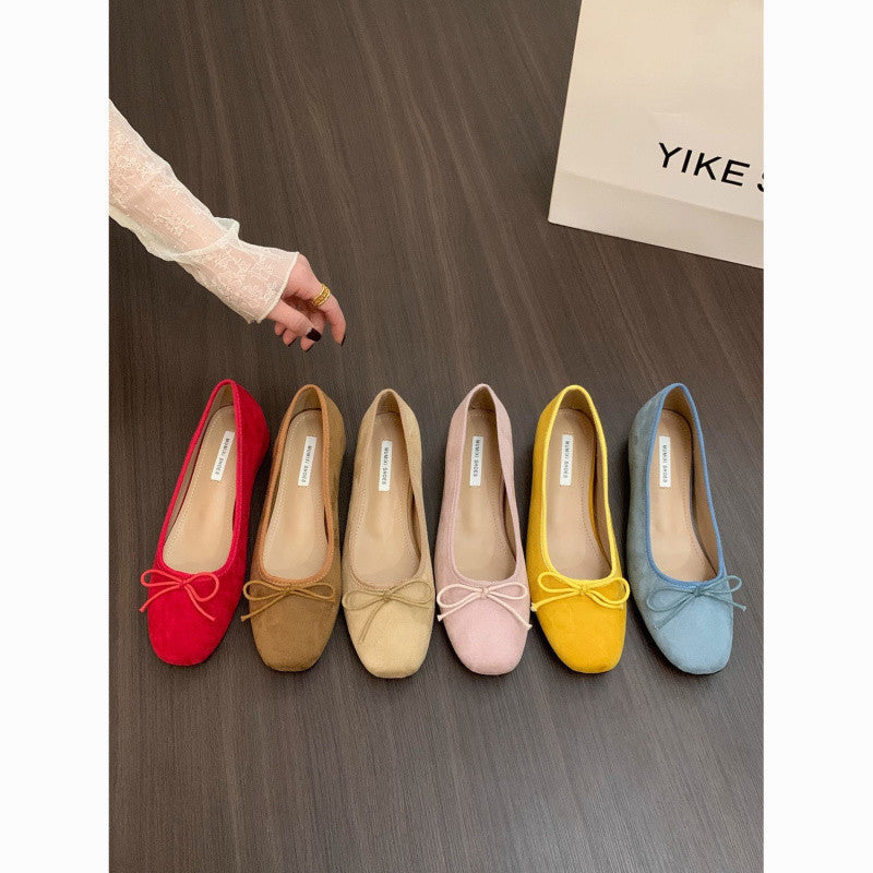 Fudus Damen Veloursleder Ballerinas - Weich & Mit Schleifendetail