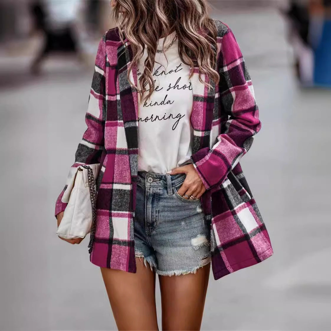 Damen elegante Boucle-Blazer Fudus