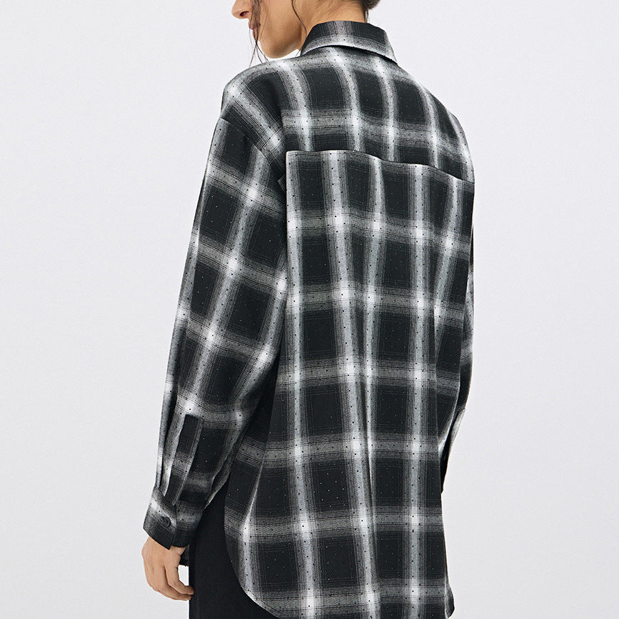 Damen karierte Langarmbluse Fudus