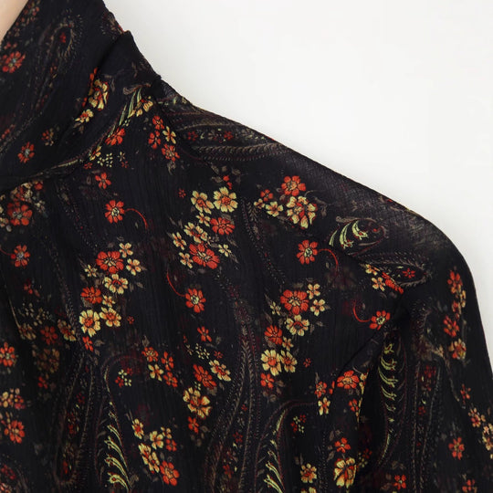 Damen Kleid mit voluminösen Rüschenärmeln und floralem Design Fudus