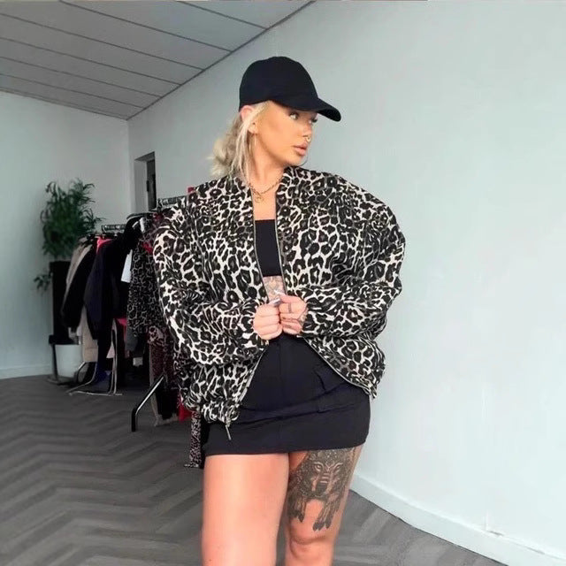 Damen lässige Steppjacke im Leopardenmuster Fudus