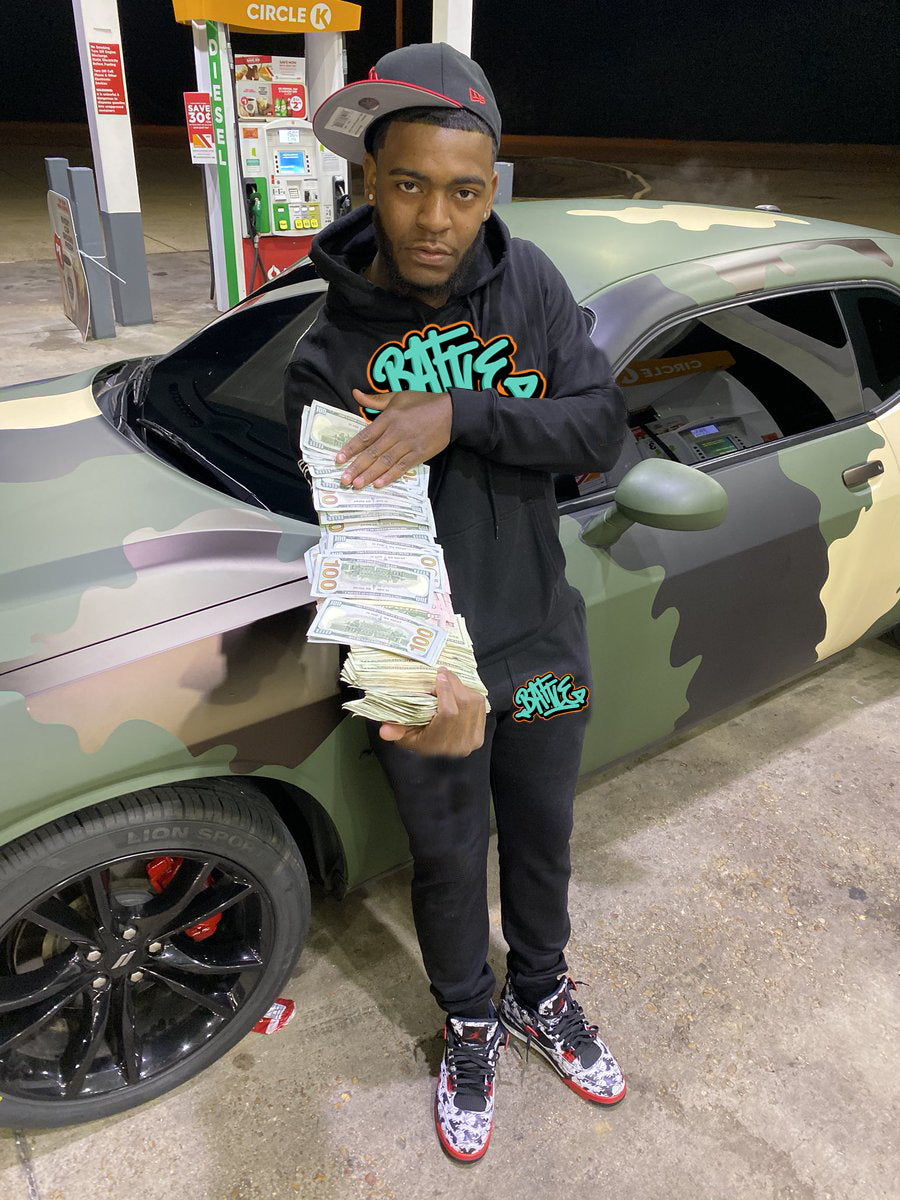 Damen Kapuzenpullover und Jogginghose Set mit urbanem Graffiti-Design Fudus