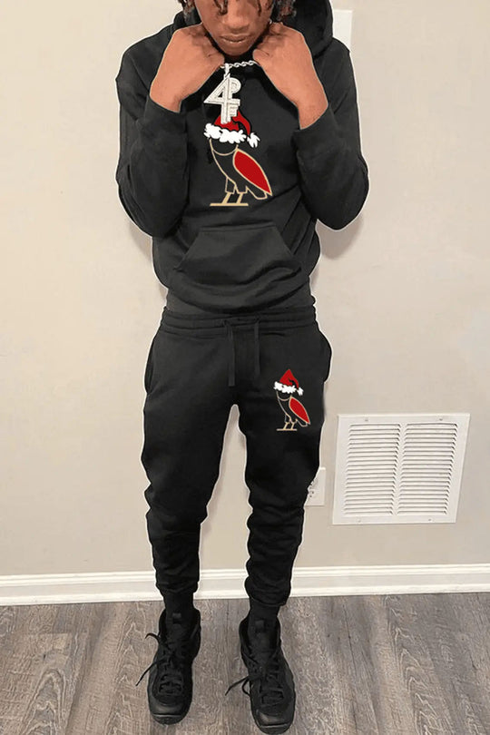 Damen Hoodie und Jogginghose Set mit festlichemDesign Fudus