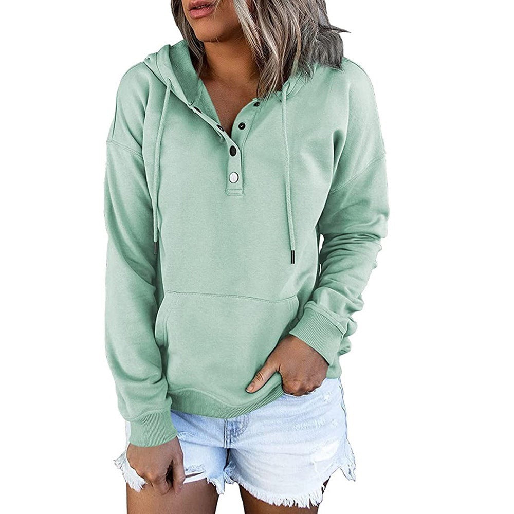 Damen Hoodie mit Knopfdetails und praktischen Taschen Fudus
