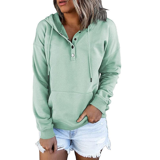 Damen Hoodie mit Knopfdetails und praktischen Taschen Fudus
