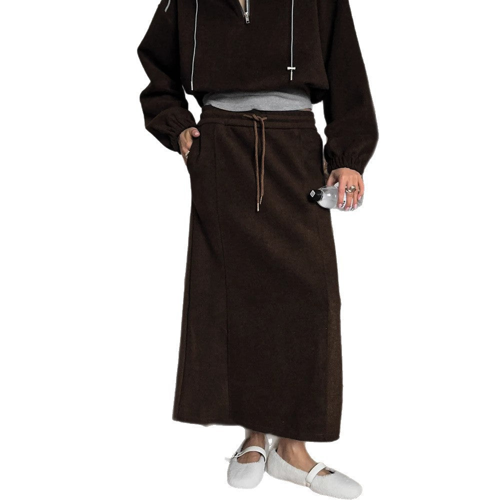 Damen Langer Rock aus hochwertigem Jersey mit elastischem Taillenband Fudus