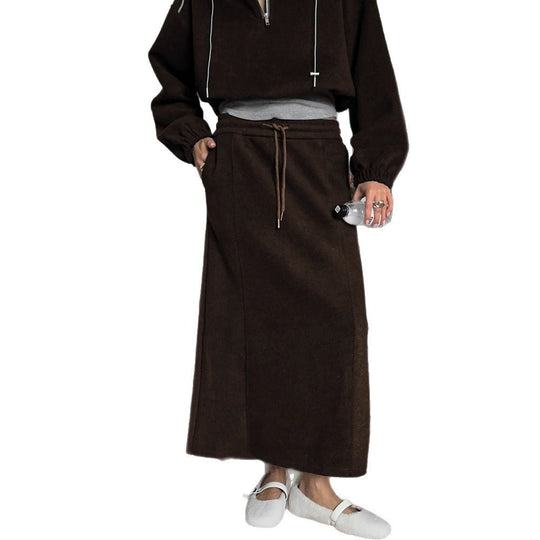 Damen Langer Rock aus hochwertigem Jersey mit elastischem Taillenband Fudus