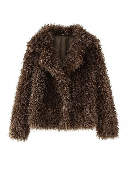 Damen Kuschelige Fleecejacke mit großzügigem Kragen und weichem Innenfutter Fudus