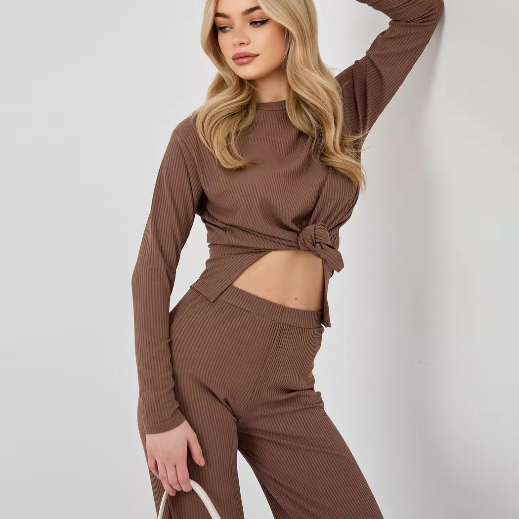 Damen Lässiges Strick-Set mit weitem Bein Fudus